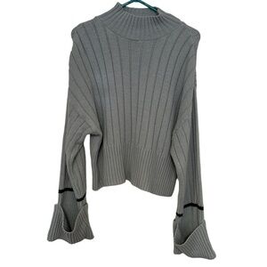 Boohoo Grey Mock Neck Sweater with cuffed Sleeves Size S/M